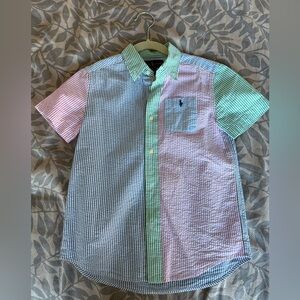 Ralph Lauren Multi-Color Striped Patchwork Button-Up Shirt